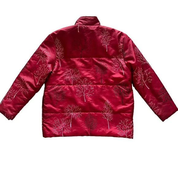 Vintage TEDDI Women's Small Petite Red Floral Puffer Full Zip Jacket - Picture 4 of 4